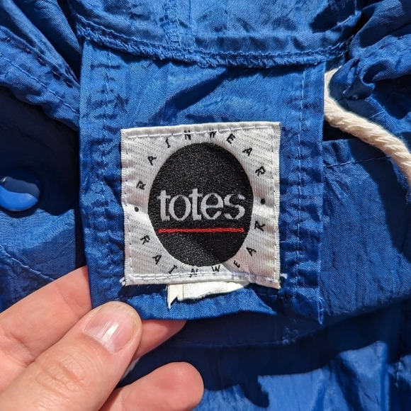 Vintage Totes Blue Rain Jacket - Double Button Top/Draw String -  OSFM - Picture 5 of 5